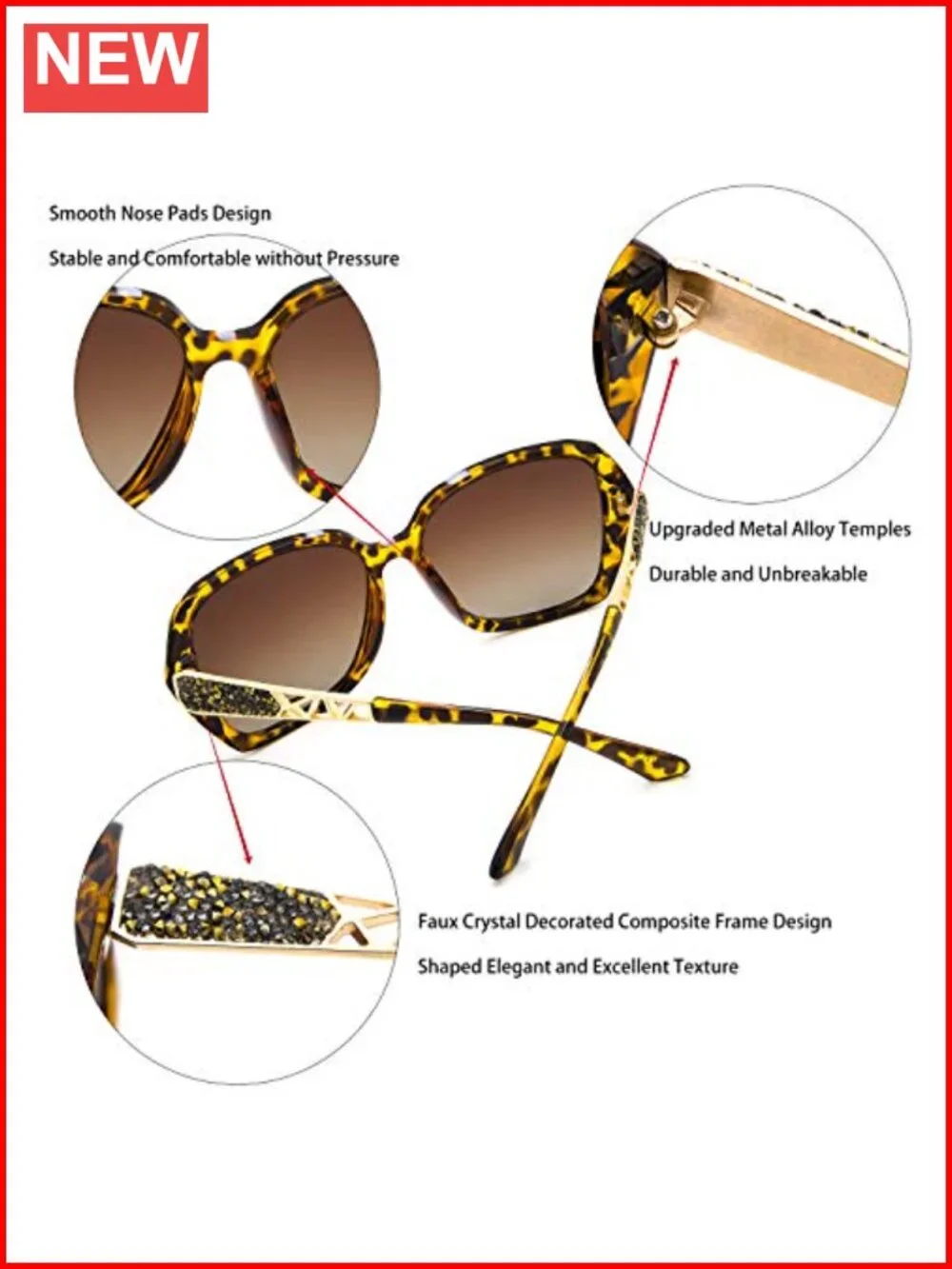 Polarized Oversized Sunglasses UV400 Protection Women Ladies Shades